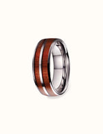 Bague Tungstène et Bois de Koa