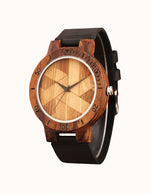 Montre en Bois Naturel à Bracelet Cuir