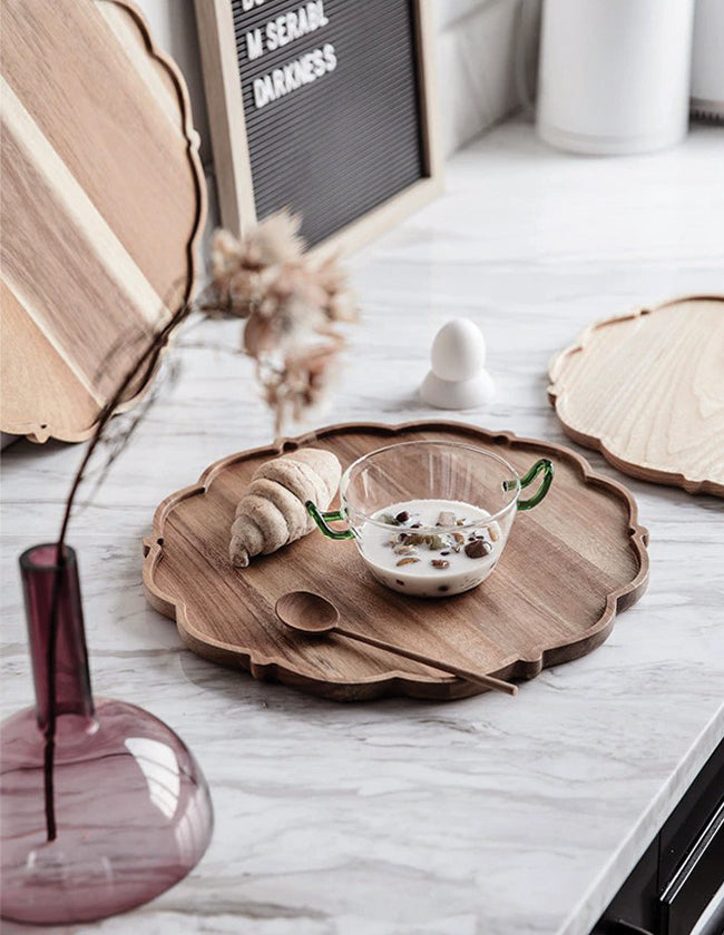 TMISHION Plateau De Service à Thé Grand Plateau En Bois De Service De