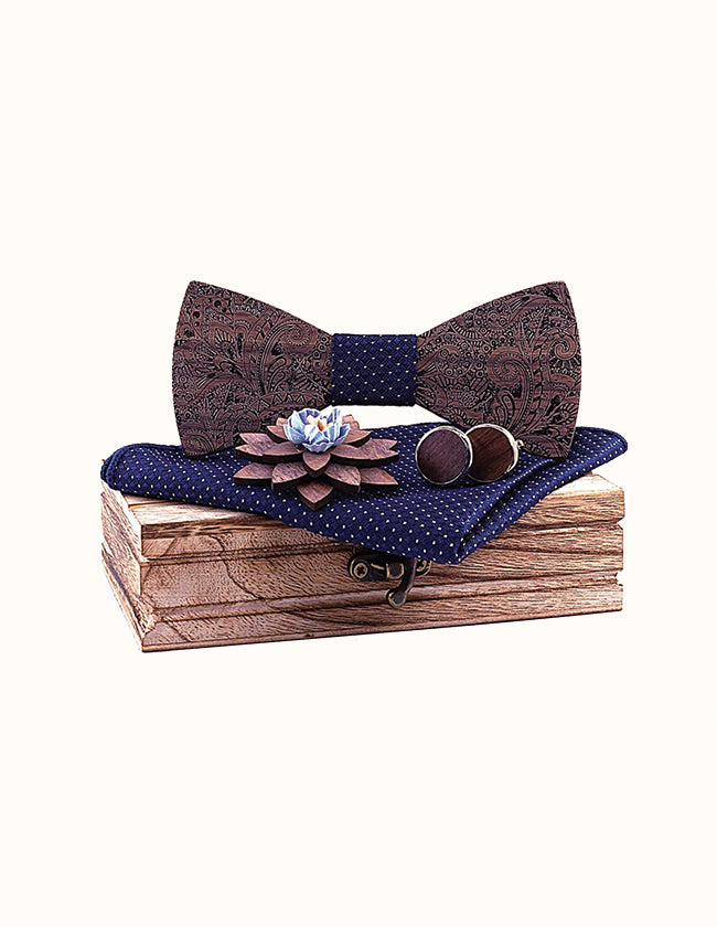 Coffret Angles Et Nœud Papillon En Bois - Tony & Paul - Bordeaux - Neuf Avec étiquettes