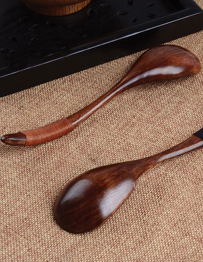 2 Cuillères à Ramen En Bois Long Manche - Motif Tortue - Pour Soupe, Fondue, Cuisine Asiatique - 2