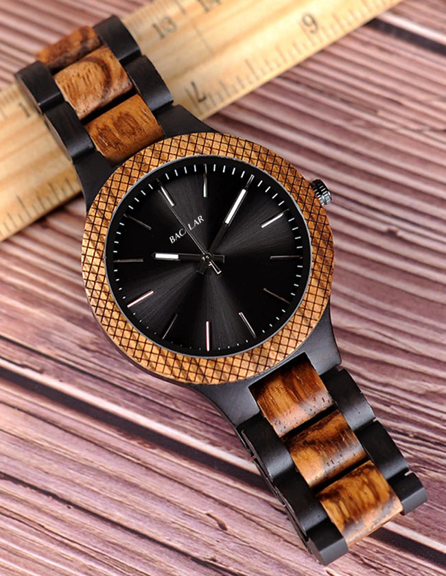 Montre Bracelet En Bois Naturel - Cadran Multi-aiguilles, Quartz, Unisexe - Style Vintage