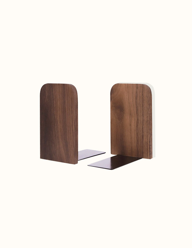 2 Serre-livres En Bois Massif - Design Sobre Antidérapant - Pour Bureau, Bibliothèque, Déco - Cadeau Idéal